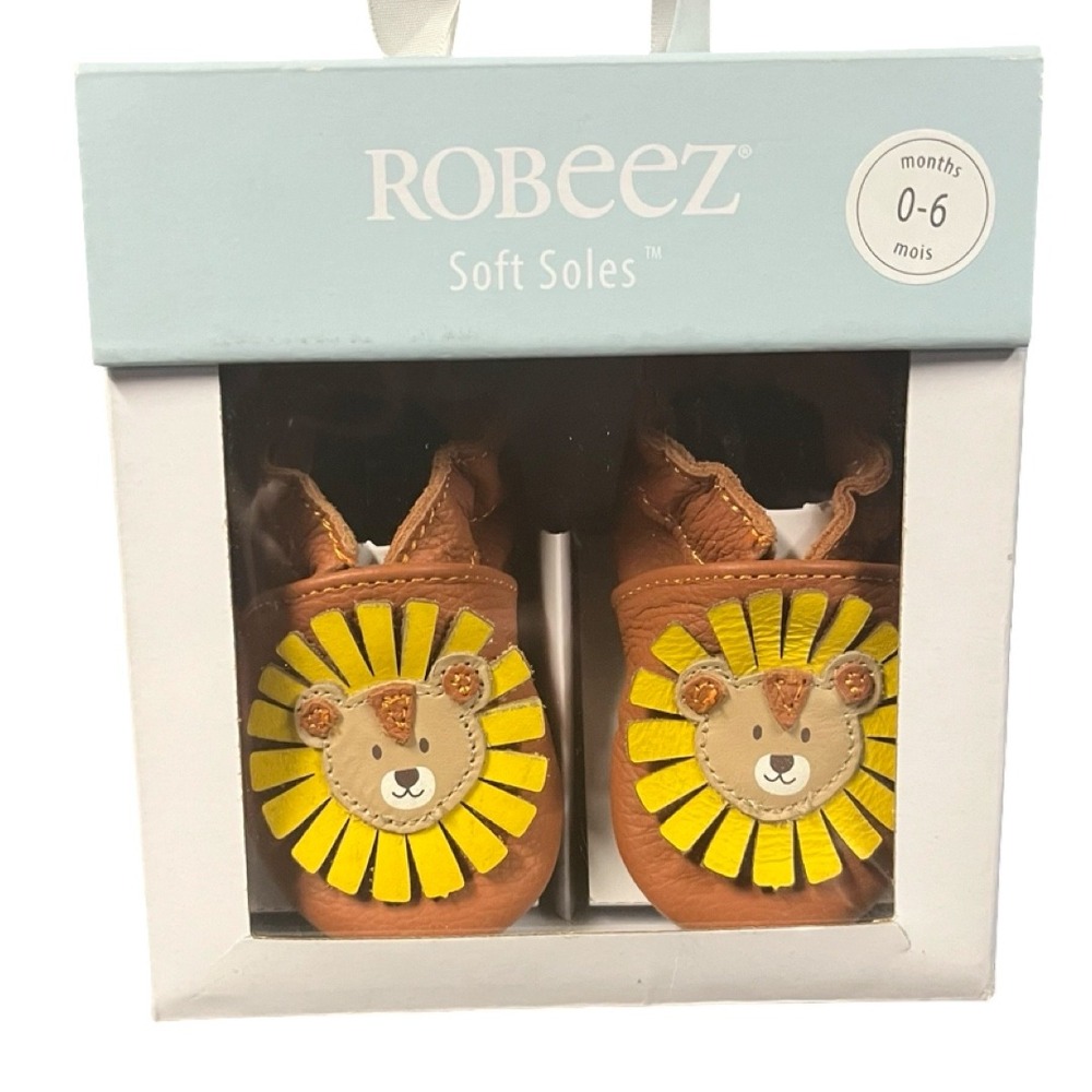 Robeez Soft Soles Leo Copper Leather Lion Baby Shoes 0-6 Months NEW
